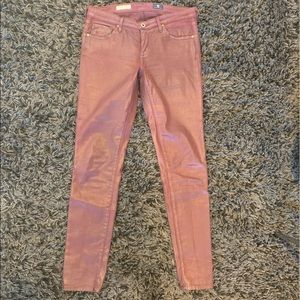 AG Skinny ankle jeans in “Rich Crimson”
